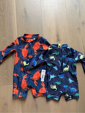 Kids Crab & Dino Rash Guard Swim Sets - both sets 3-6 months